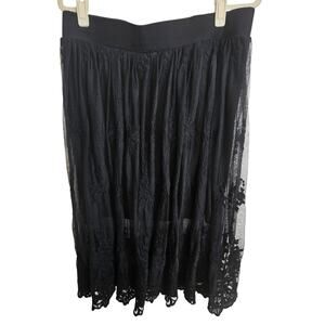 Torrid Skirt Lace Skirt Women 0X Black Knee Length Skirt Pull On Skirt Lined